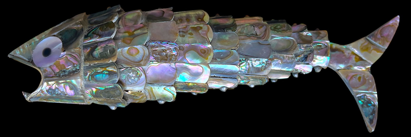 Vintage Articulated Abalone Shell Fish Sculpture & Bottle Opener by Los Castillo, Taxco - 2