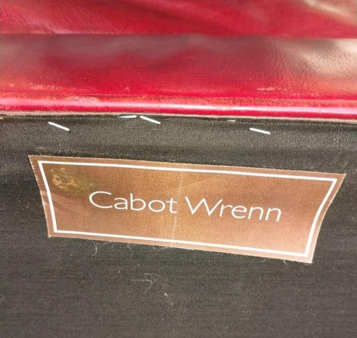 Vintage Italian Leather Club Chairs by Cabot Wrenn & Ottoman, 3 Pieces - 4