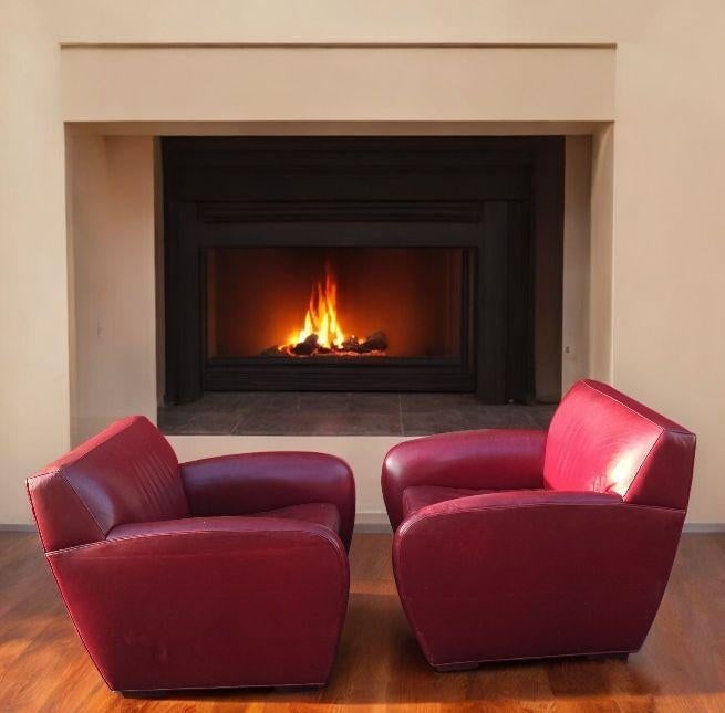 Vintage Italian Leather Club Chairs by Cabot Wrenn & Ottoman, 3 Pieces - 9