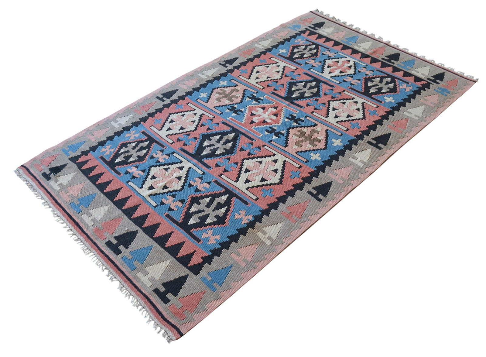 1980s Vintage Hand Woven Kilim Rug - 4