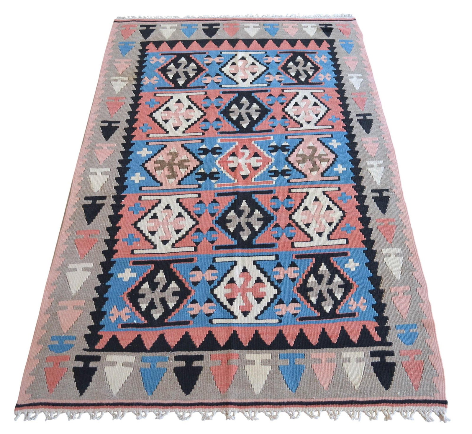 1980s Vintage Hand Woven Kilim Rug - 5