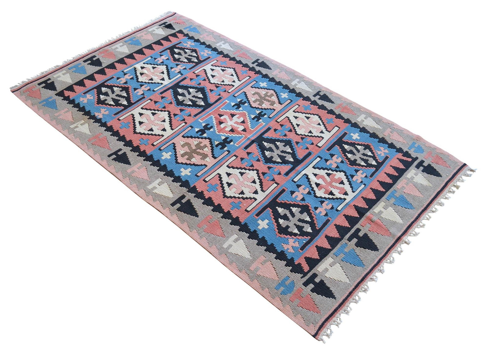 1980s Vintage Hand Woven Kilim Rug - 6