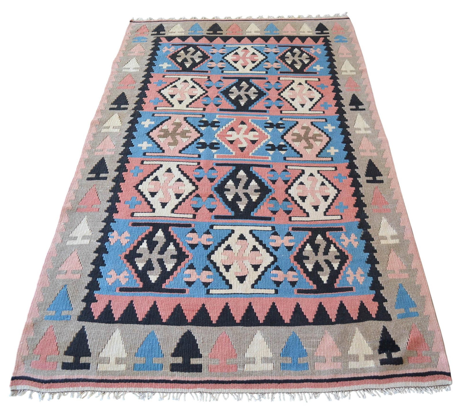 1980s Vintage Hand Woven Kilim Rug - 7