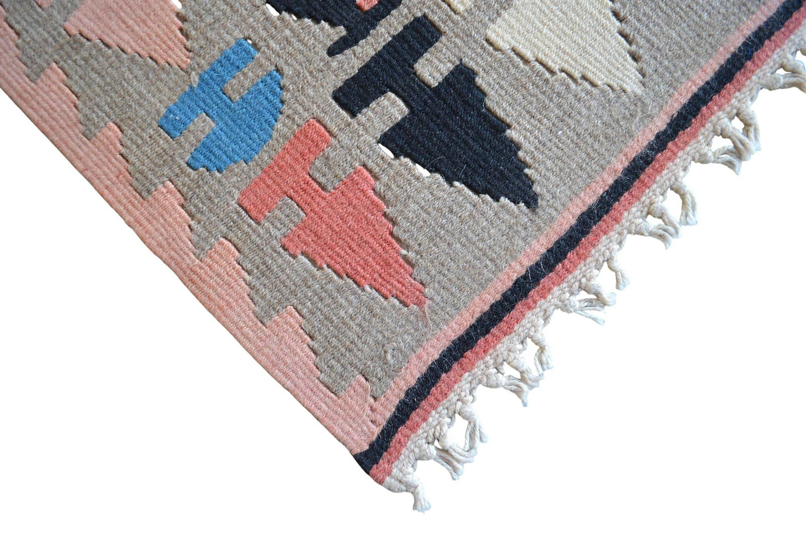 1980s Vintage Hand Woven Kilim Rug - 8