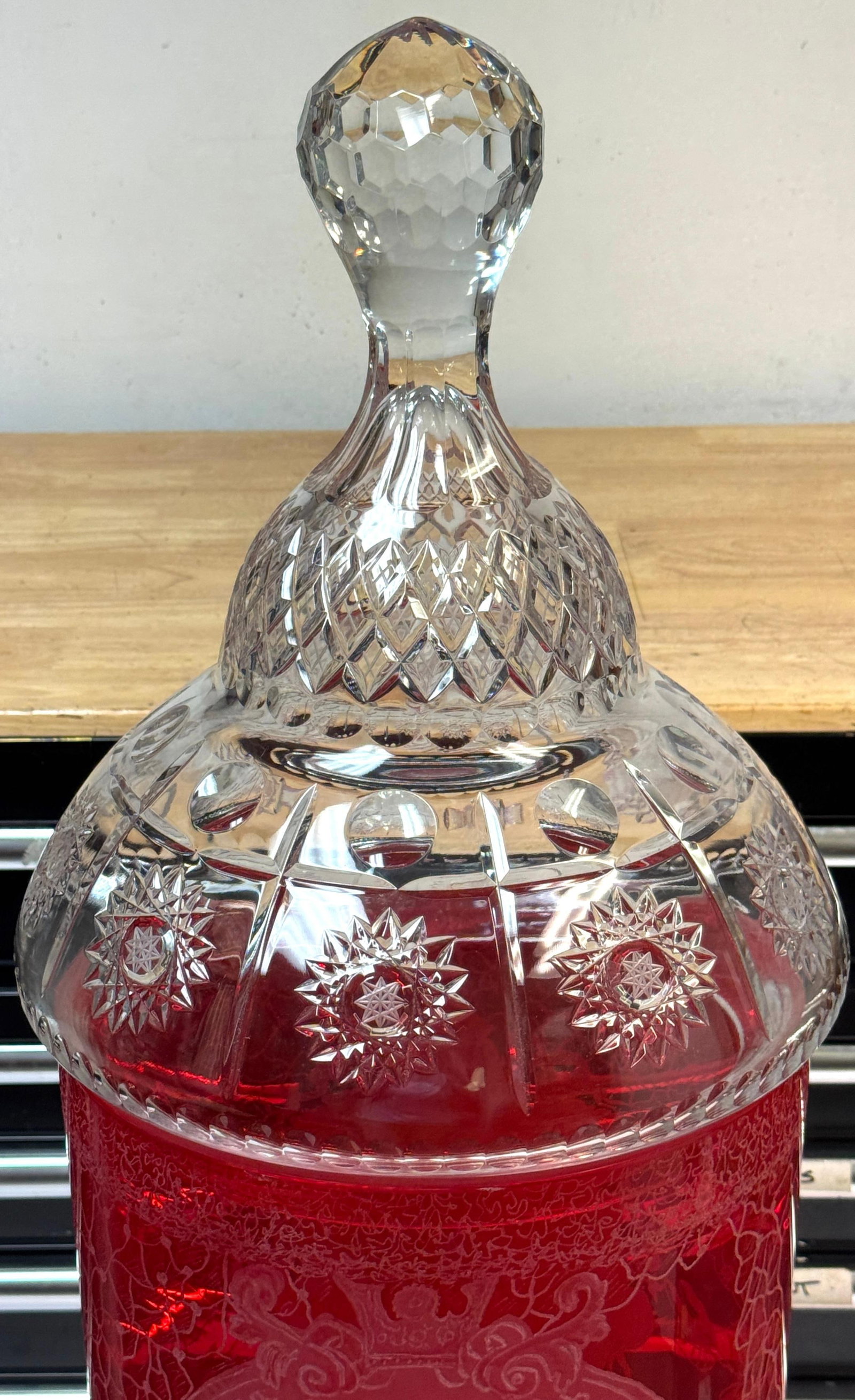 Monumental Bohemian Ruby & Crystal Ceremonial Pokal /Synagogue Presentation Urn - 4