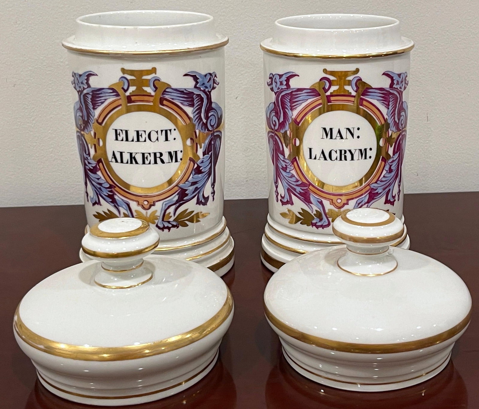 Pair of Neoclassical Apothecary Jars by Maison A Collin Porcelaines & Cristaux - 14