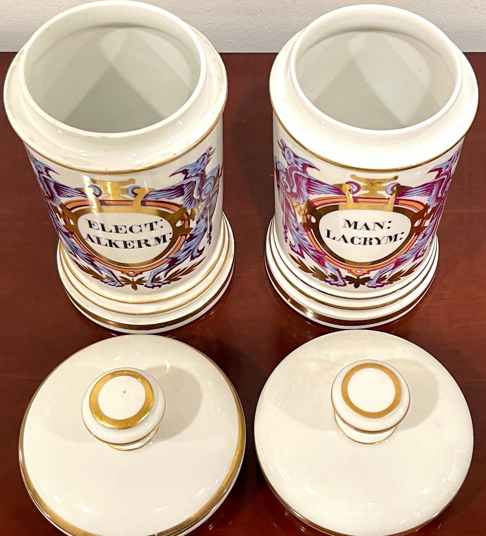 Pair of Neoclassical Apothecary Jars by Maison A Collin Porcelaines & Cristaux - 3