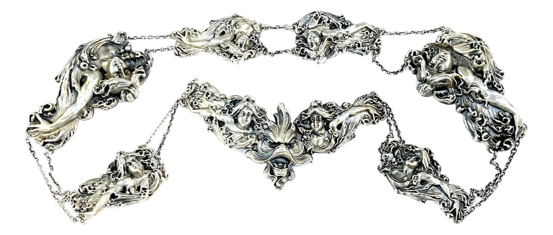 Art Nouveau Sterling Figural 8 Piece Belt by William B. Kerr Silver Company (1 of 18)