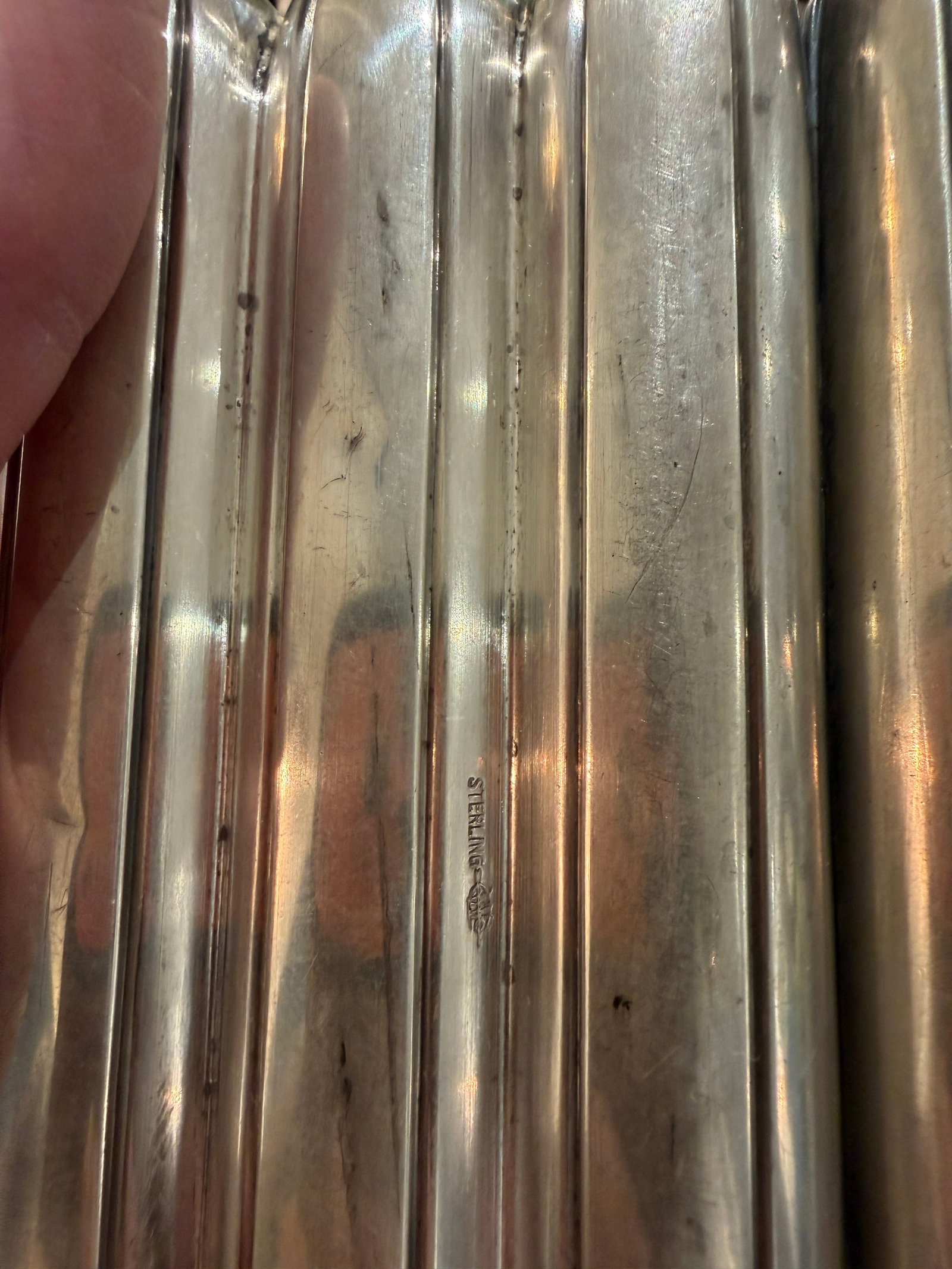 Antique c.1900 Sterling Silver Three-Finger Cigar Case With Gold-Wash Interior - 4