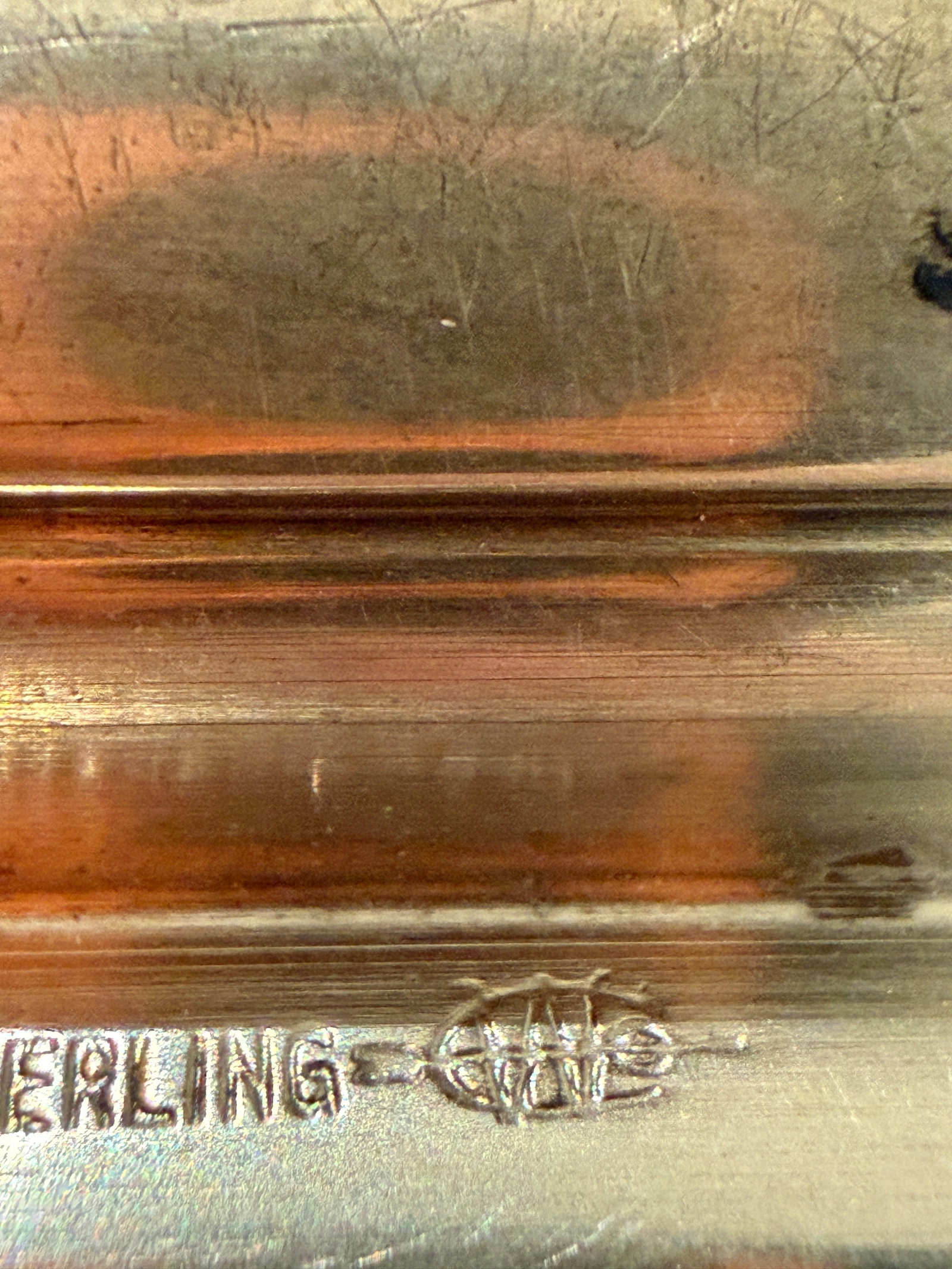 Antique c.1900 Sterling Silver Three-Finger Cigar Case With Gold-Wash Interior - 5