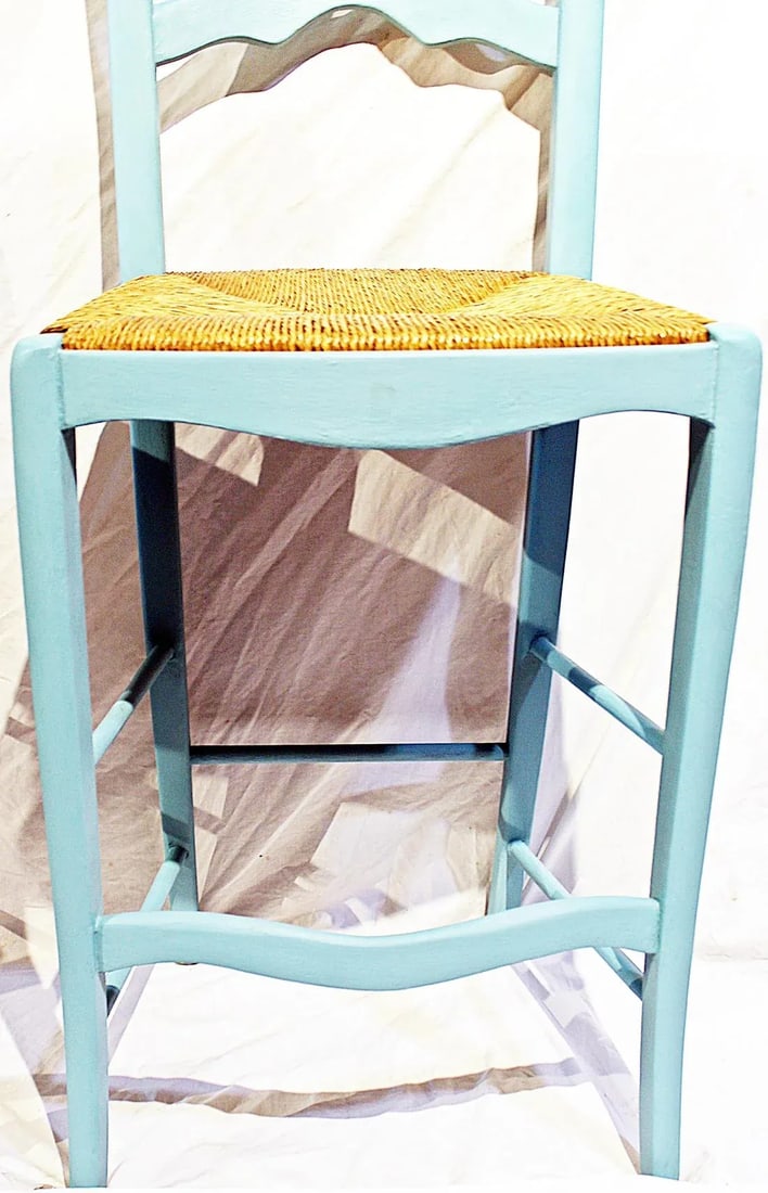 1980s Chalk Painted French Style Bar Stools - a Pair - 6
