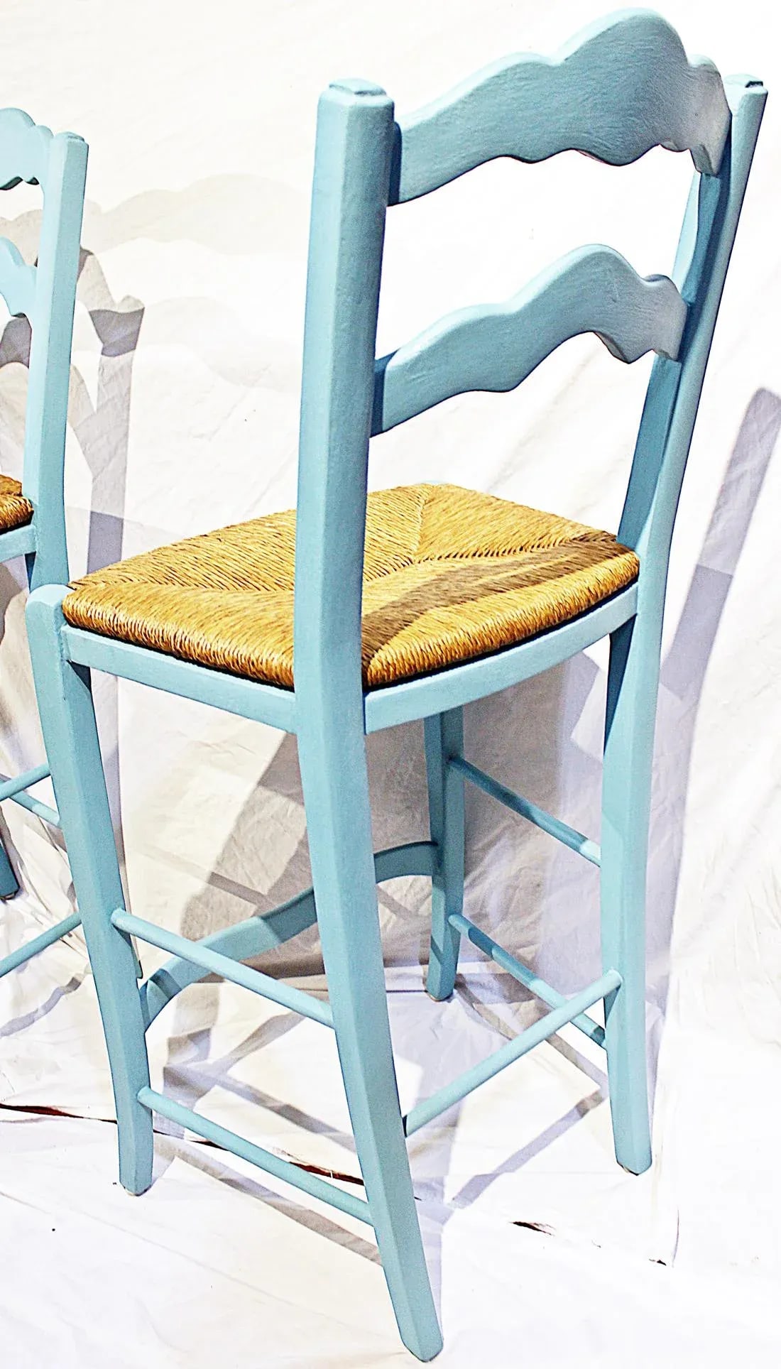 1980s Chalk Painted French Style Bar Stools - a Pair - 8