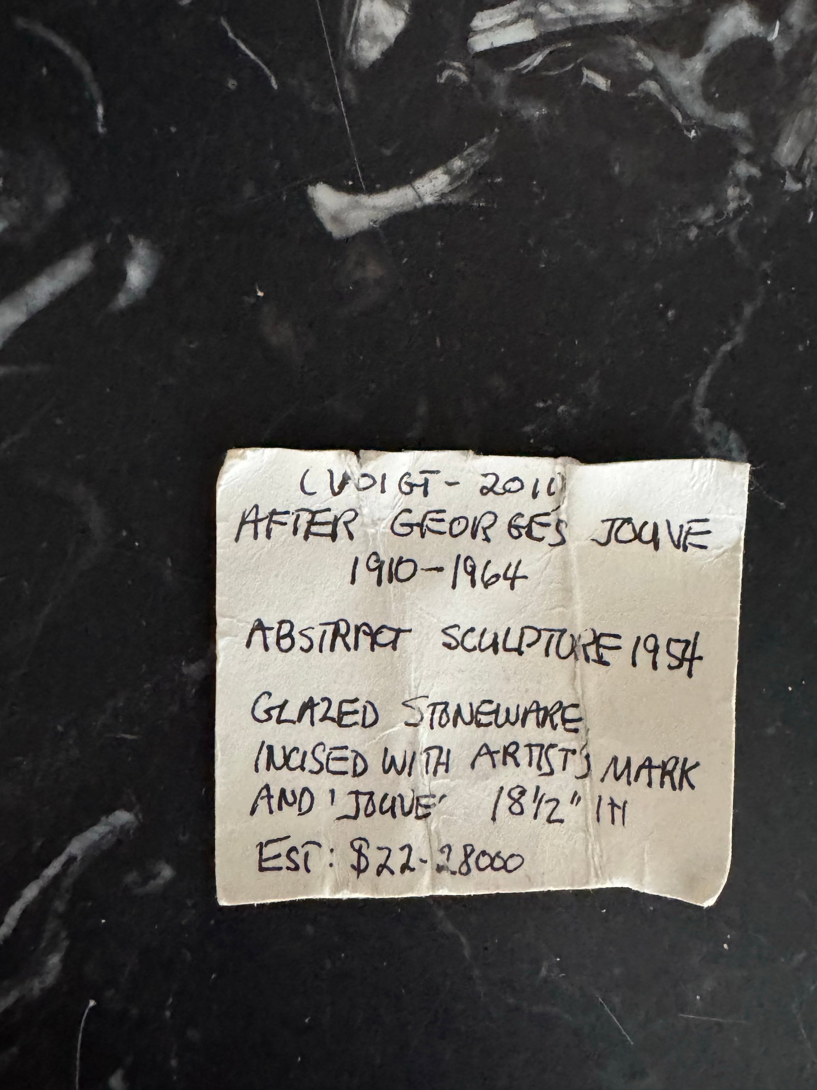 Signed Abstract/Biomorphic Black Stoneware Sculptures After Georges Jouve, Modernist, 2011, a Pair - 11