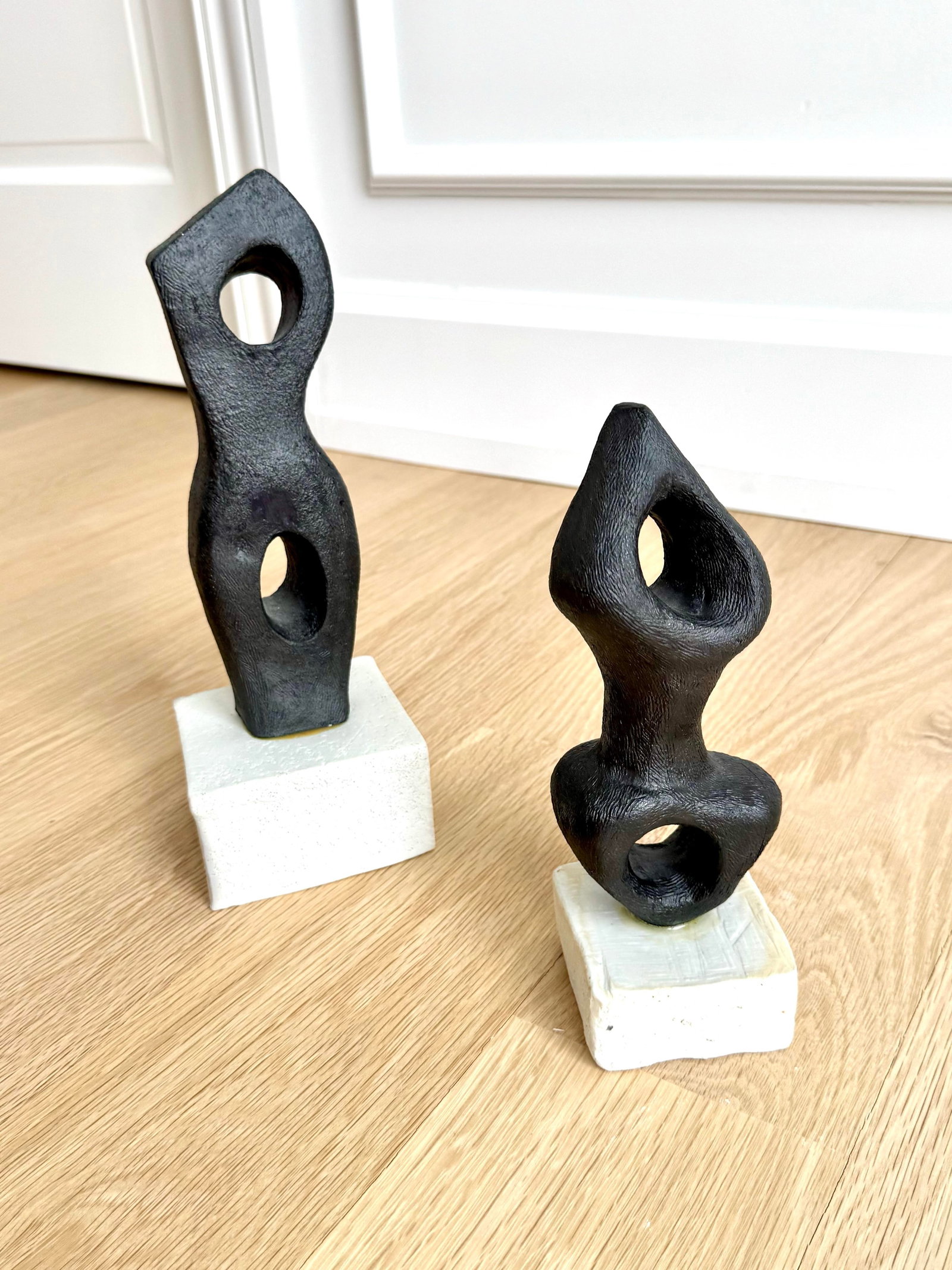 Signed Abstract/Biomorphic Black Stoneware Sculptures After Georges Jouve, Modernist, 2011, a Pair - 5