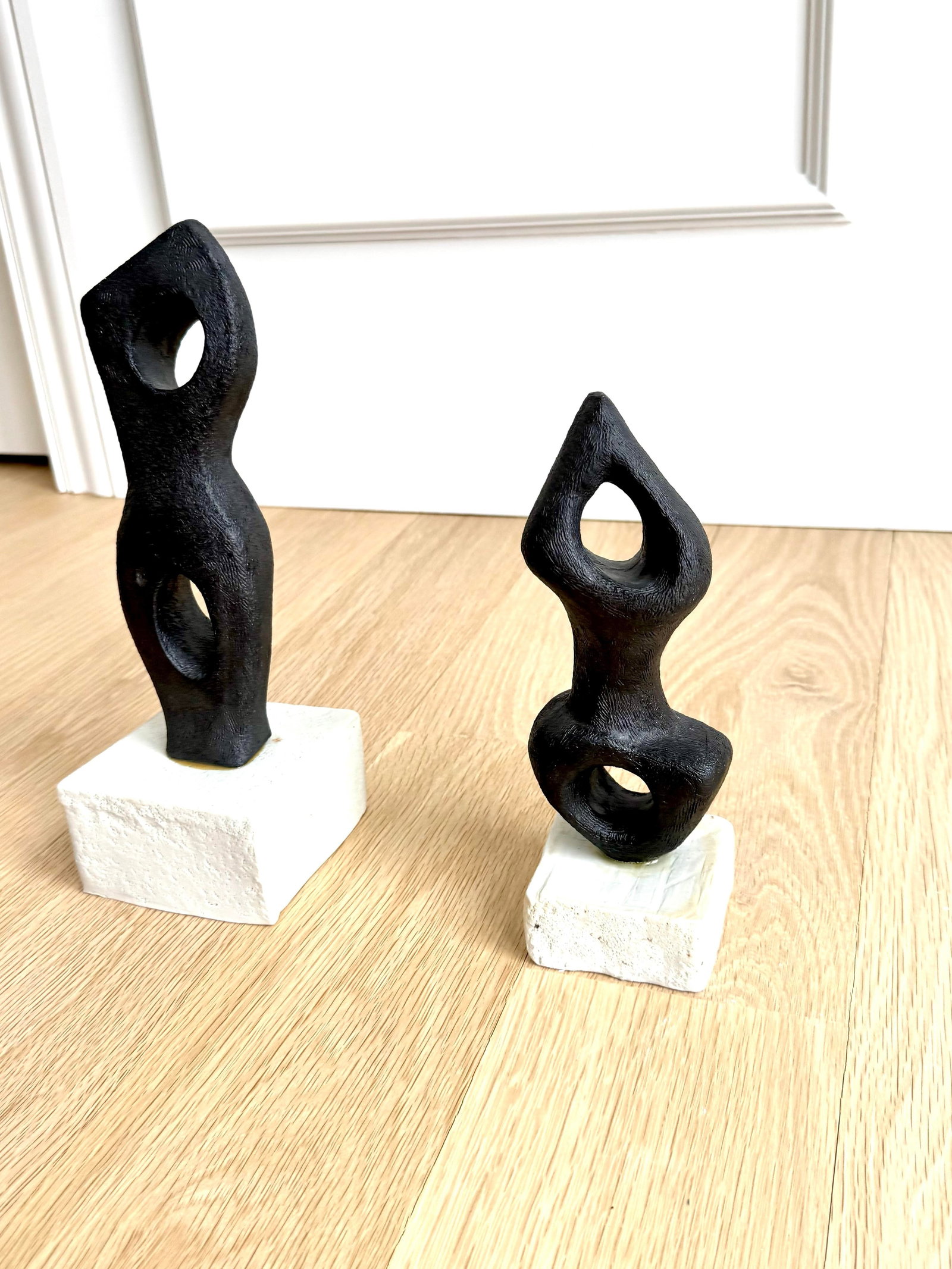 Signed Abstract/Biomorphic Black Stoneware Sculptures After Georges Jouve, Modernist, 2011, a Pair - 6