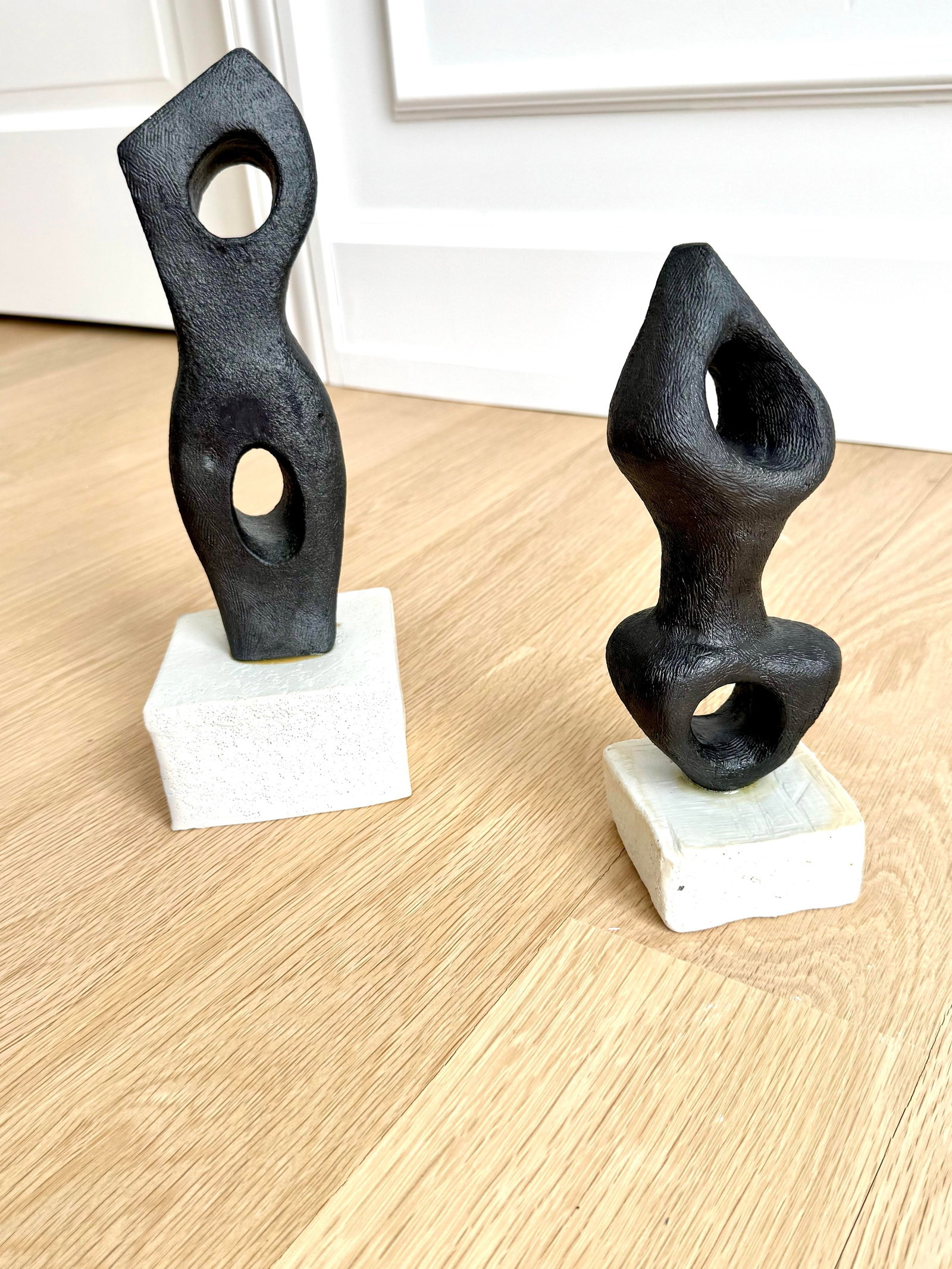 Signed Abstract/Biomorphic Black Stoneware Sculptures After Georges Jouve, Modernist, 2011, a Pair - 7