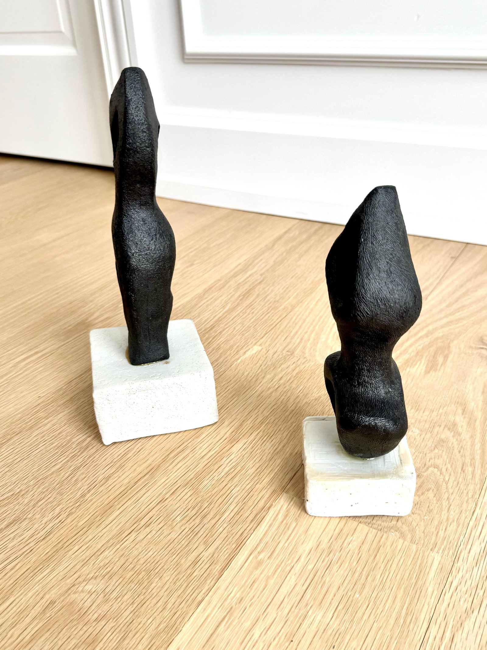 Signed Abstract/Biomorphic Black Stoneware Sculptures After Georges Jouve, Modernist, 2011, a Pair - 8