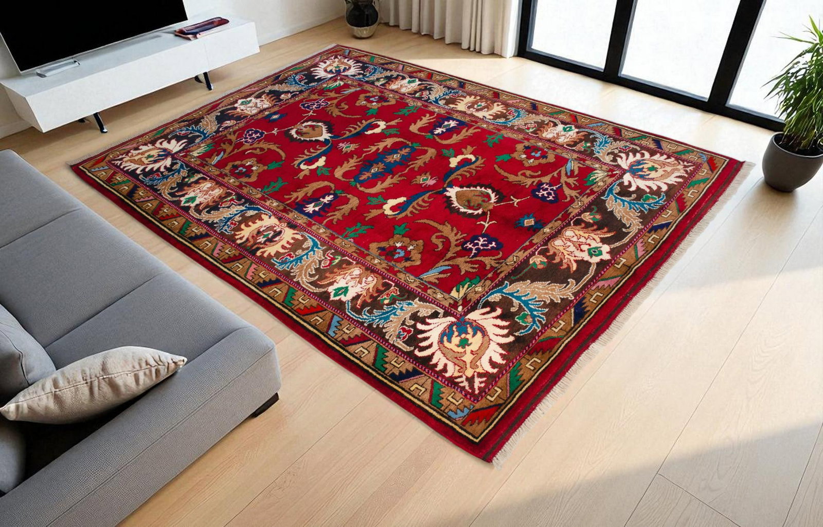 Hand-Knotted Oushak Rug New - 2