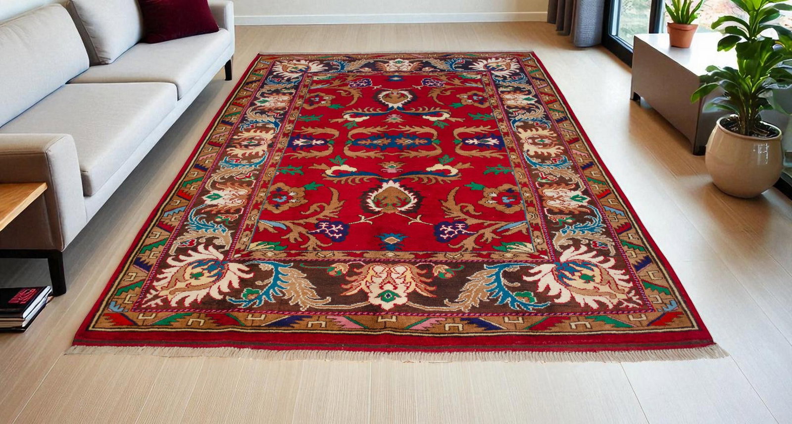 Hand-Knotted Oushak Rug New - 3