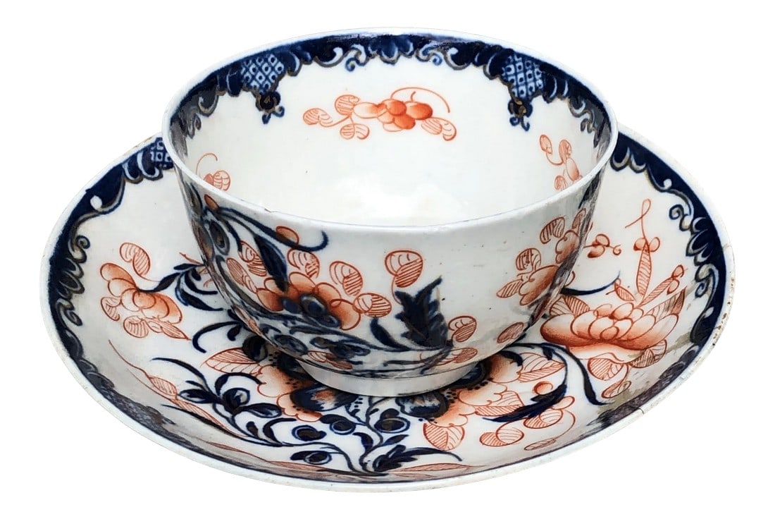 Antique Dr. Wall Worcester Tea Cup & Saucer Set- 2 Pieces (1 of 10)