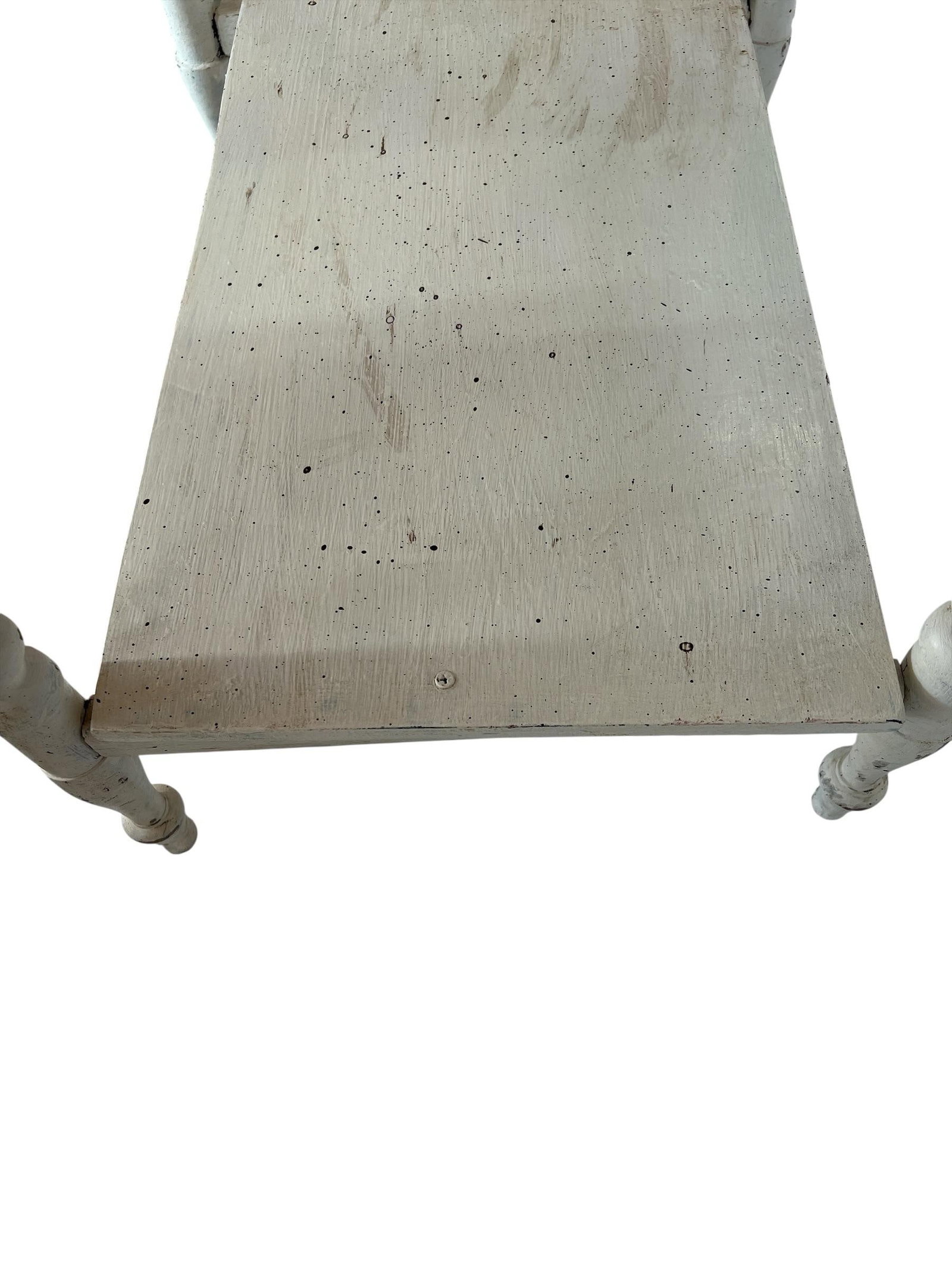 Antique Hand Painted Mahogany Farmhouse Style Oval Spool Bobbin Leg One Drawer Two Tier Side Table - 8