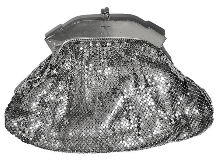 Whiting & Davis Silver-Tone Mesh Purse Clutch Rhinestone Frame With Change Purse - Art Deco - 2