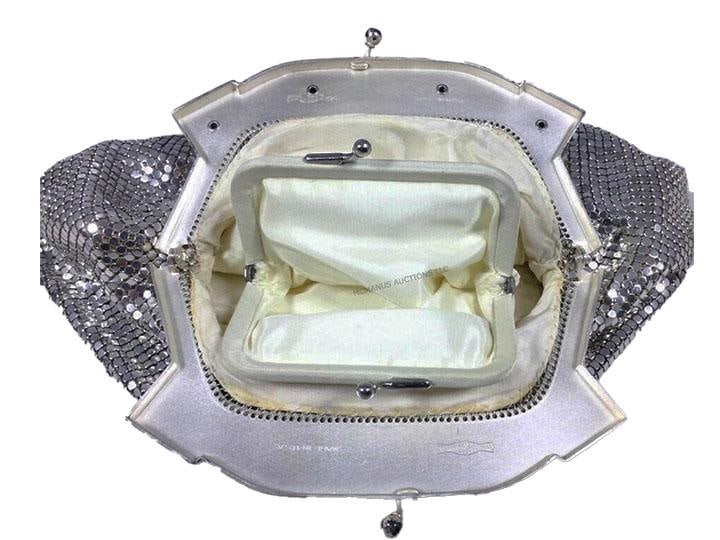 Whiting & Davis Silver-Tone Mesh Purse Clutch Rhinestone Frame With Change Purse - Art Deco - 7