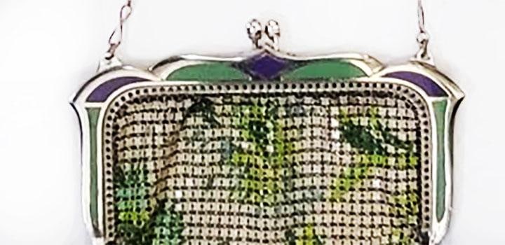 Whiting & Davis Mesh Purse Enamel Frame - Art Deco Flapper Era - 3