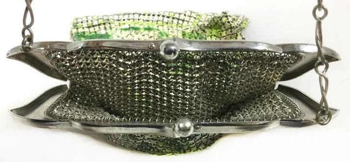 Whiting & Davis Mesh Purse Enamel Frame - Art Deco Flapper Era - 5