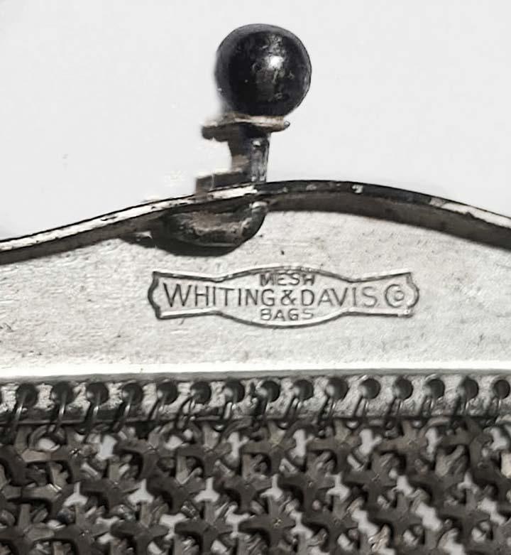 Whiting & Davis Mesh Purse Silver-Tone Engraved Frame - Art Deco Flapper Era - 3