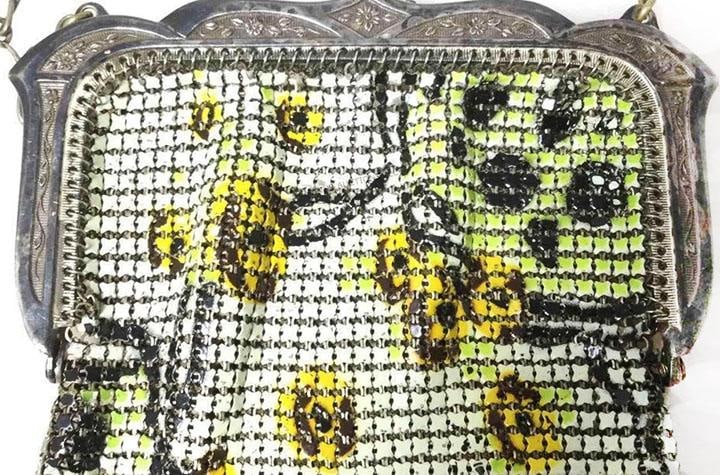 Whiting & Davis Mesh Purse Silver-Tone Engraved Frame - Art Deco Flapper Era - 3