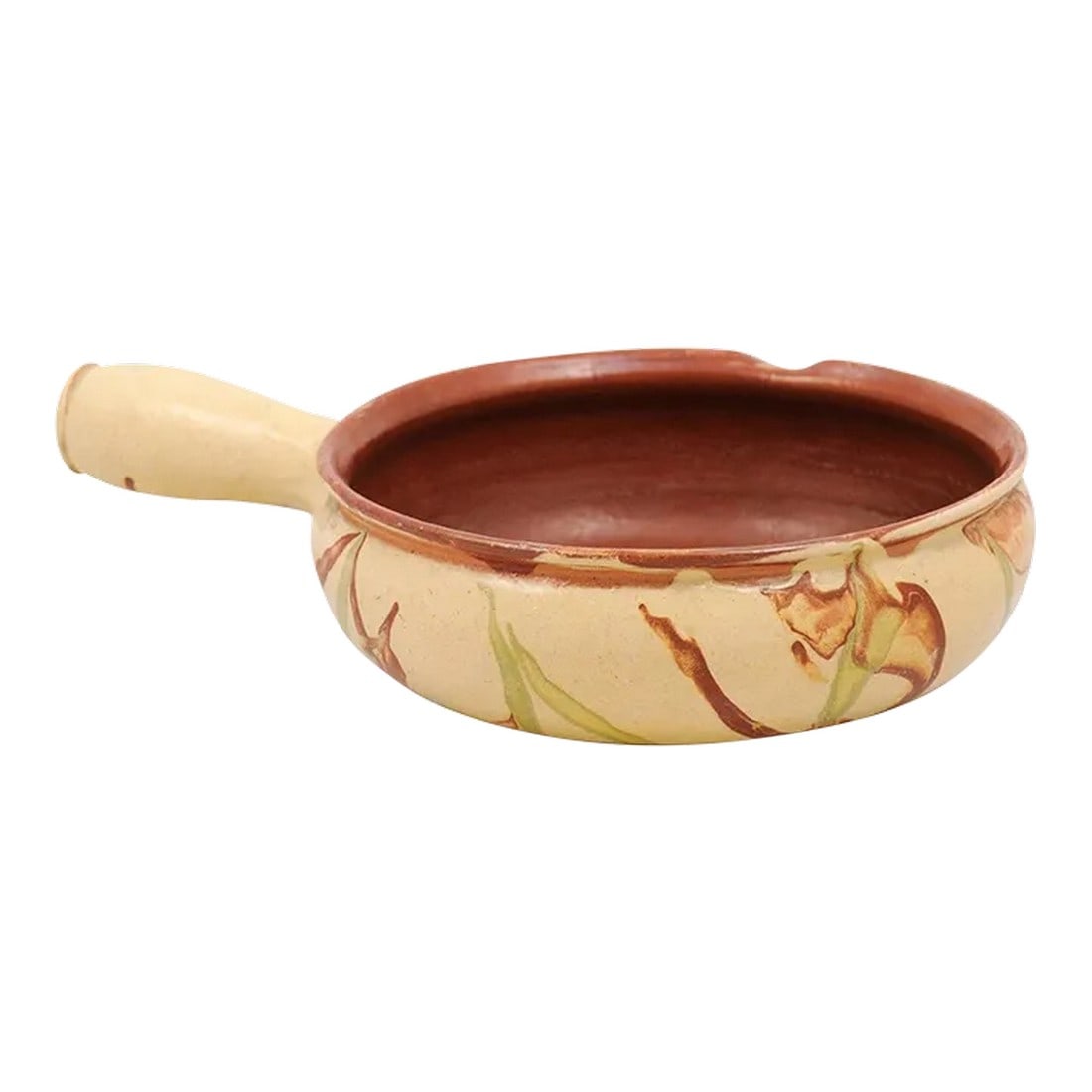 French 19th Century Glazed Pottery Serving Dish with Terracotta and Gold Glaze (1 of 12)