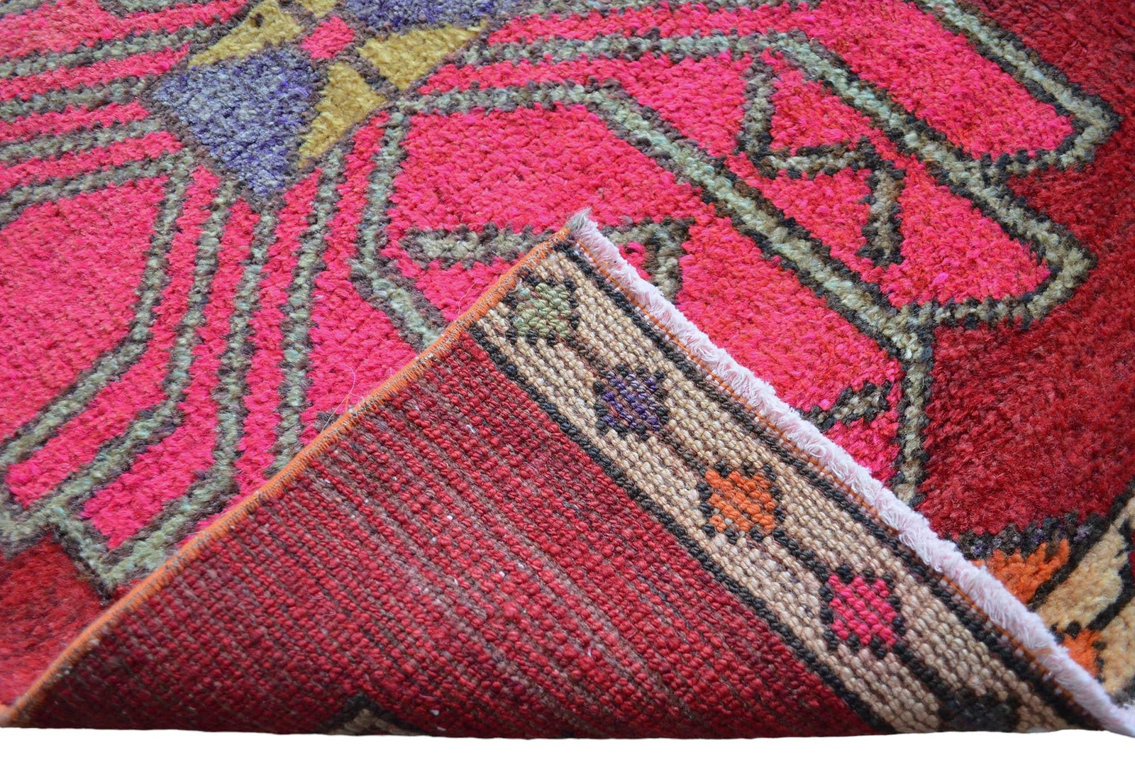 1970s Colorful Hand-Knotted Distressed Turkish Runner - 12
