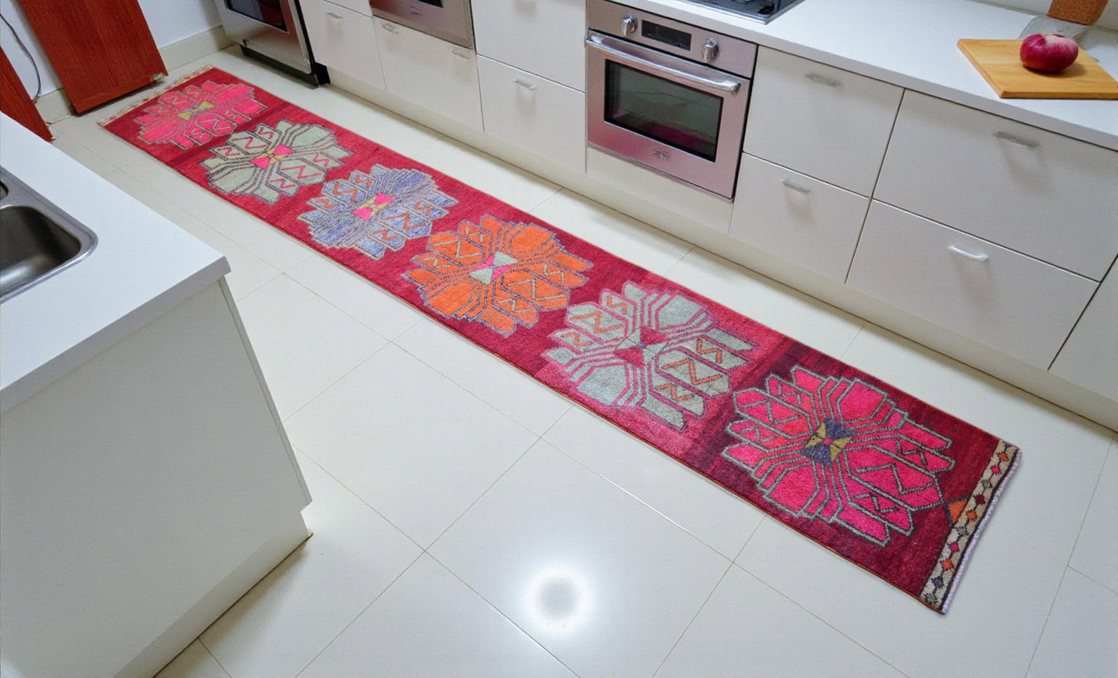 1970s Colorful Hand-Knotted Distressed Turkish Runner - 2