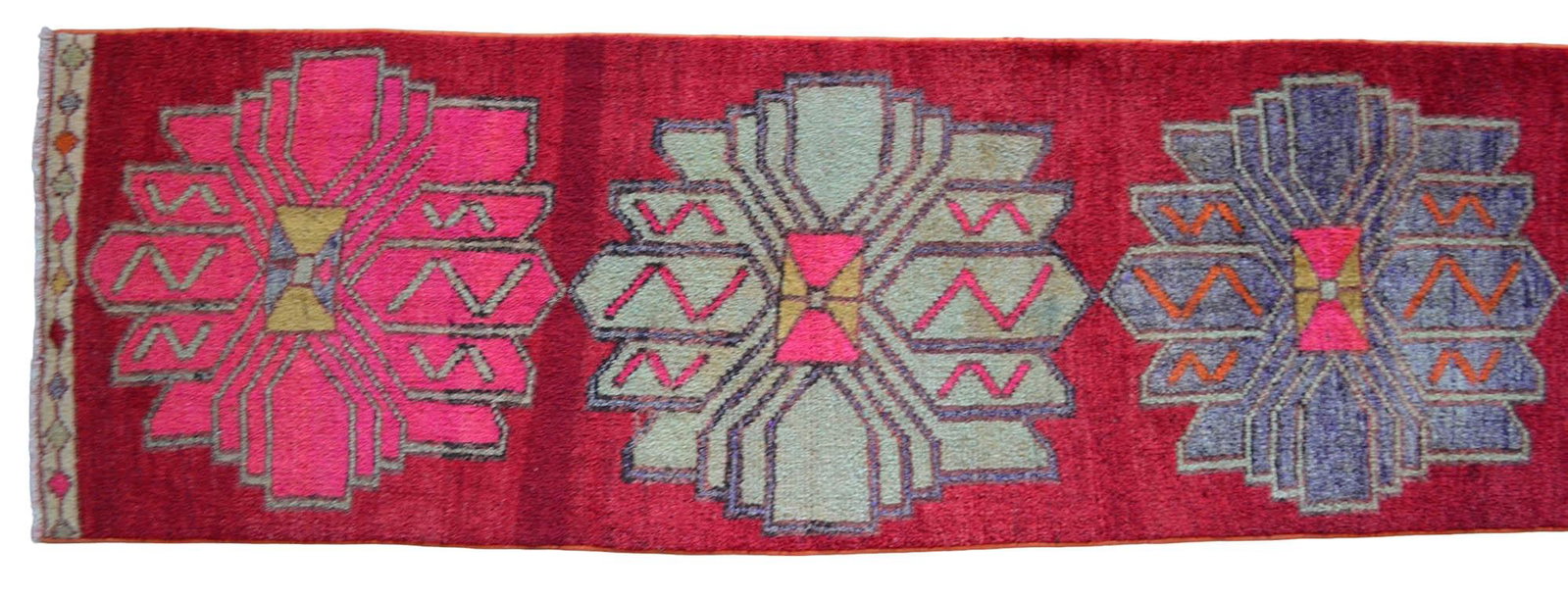 1970s Colorful Hand-Knotted Distressed Turkish Runner - 9