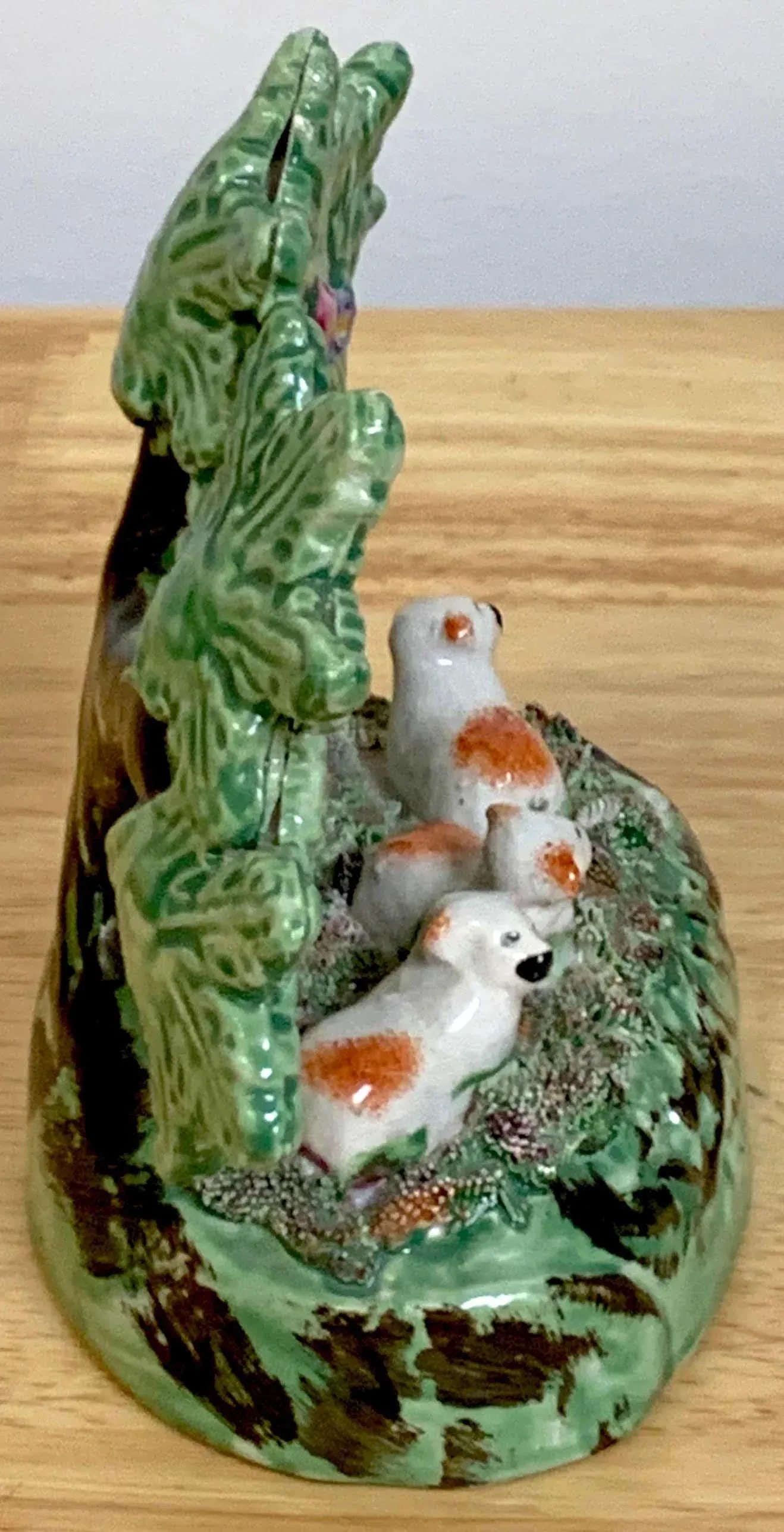 19th Century Staffordshire Pearlware Bocage Pack of Red Spaniel Puppies/ Sheep - 8