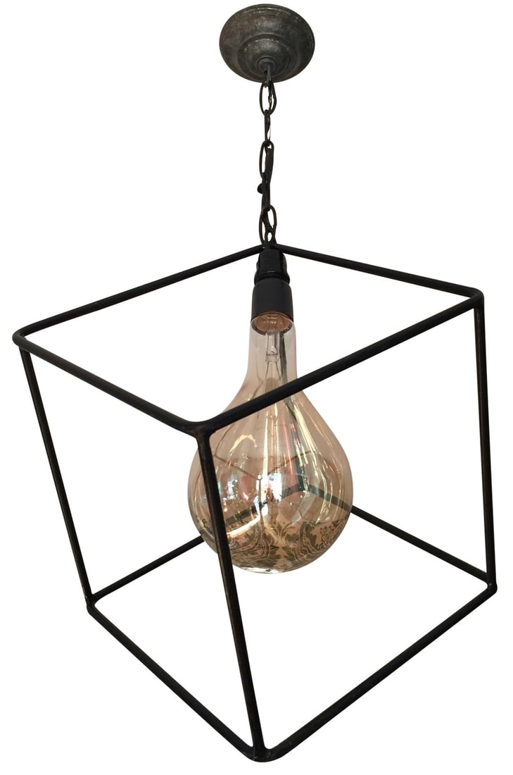 1970s Geometric Pendant Chandelier: This geometric chandelier stands out beautifully. Comes with lightbulb. Condition: Alterations: Original Condition Unaltered Imperfections: Some Imperfections Condition Notes: Excellent - Minor wear