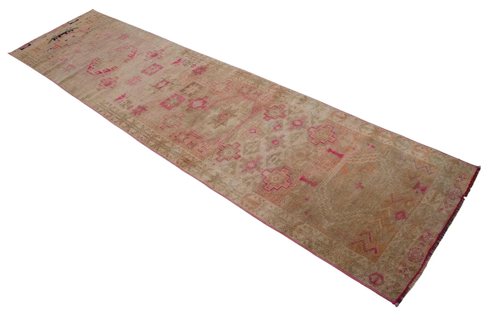 1960s Hand Knotted Kurdish Tribal Low Pile Muted Short Runner Rug - 4