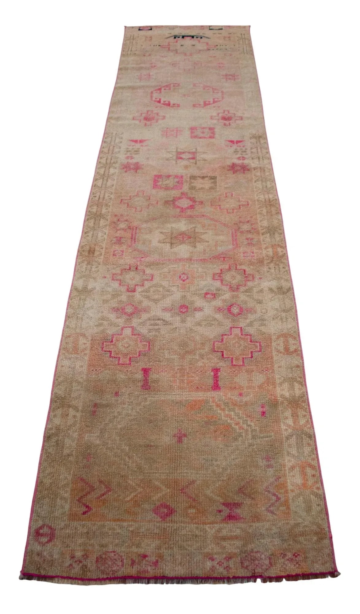 1960s Hand Knotted Kurdish Tribal Low Pile Muted Short Runner Rug - 5