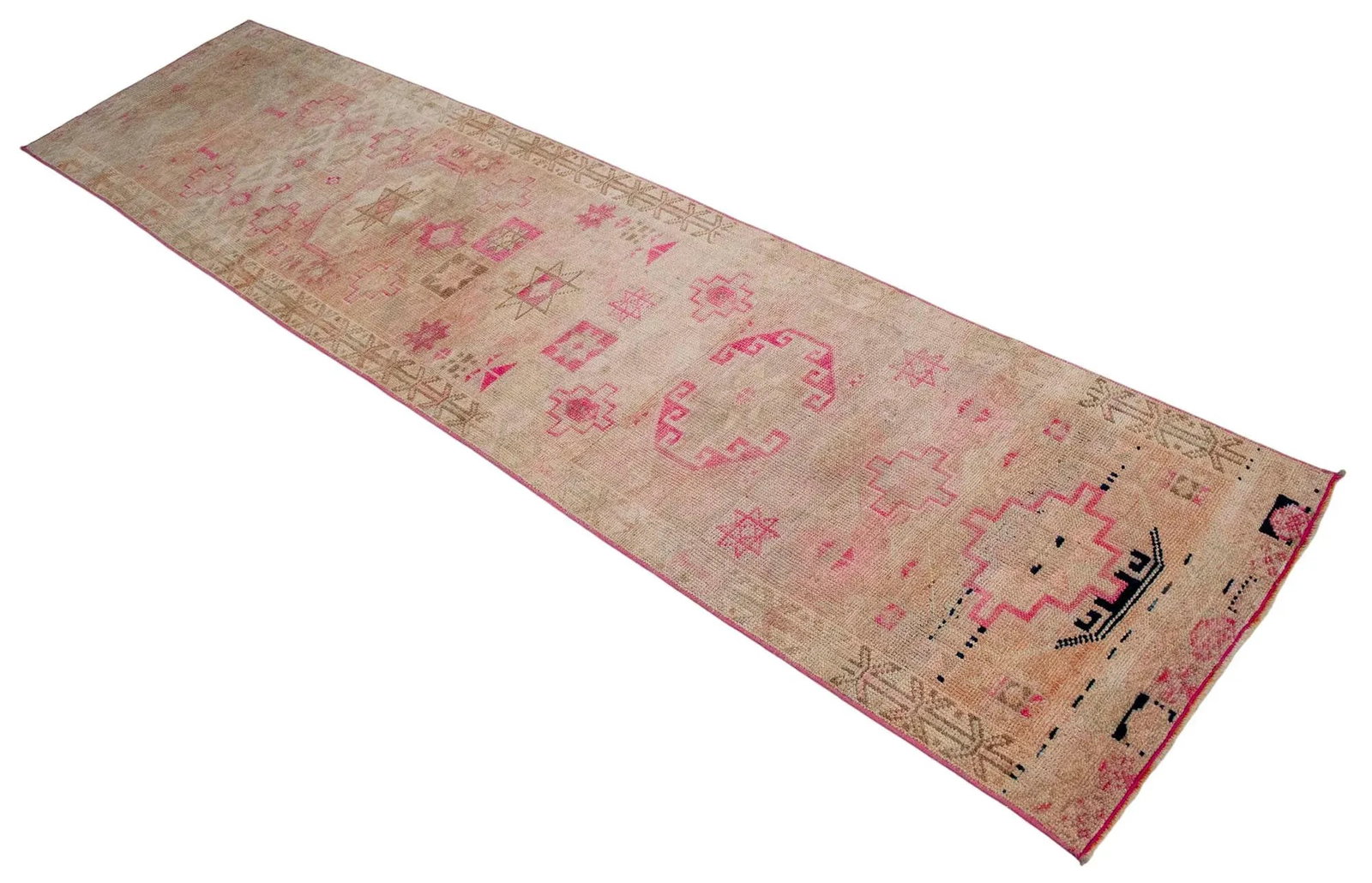 1960s Hand Knotted Kurdish Tribal Low Pile Muted Short Runner Rug - 6