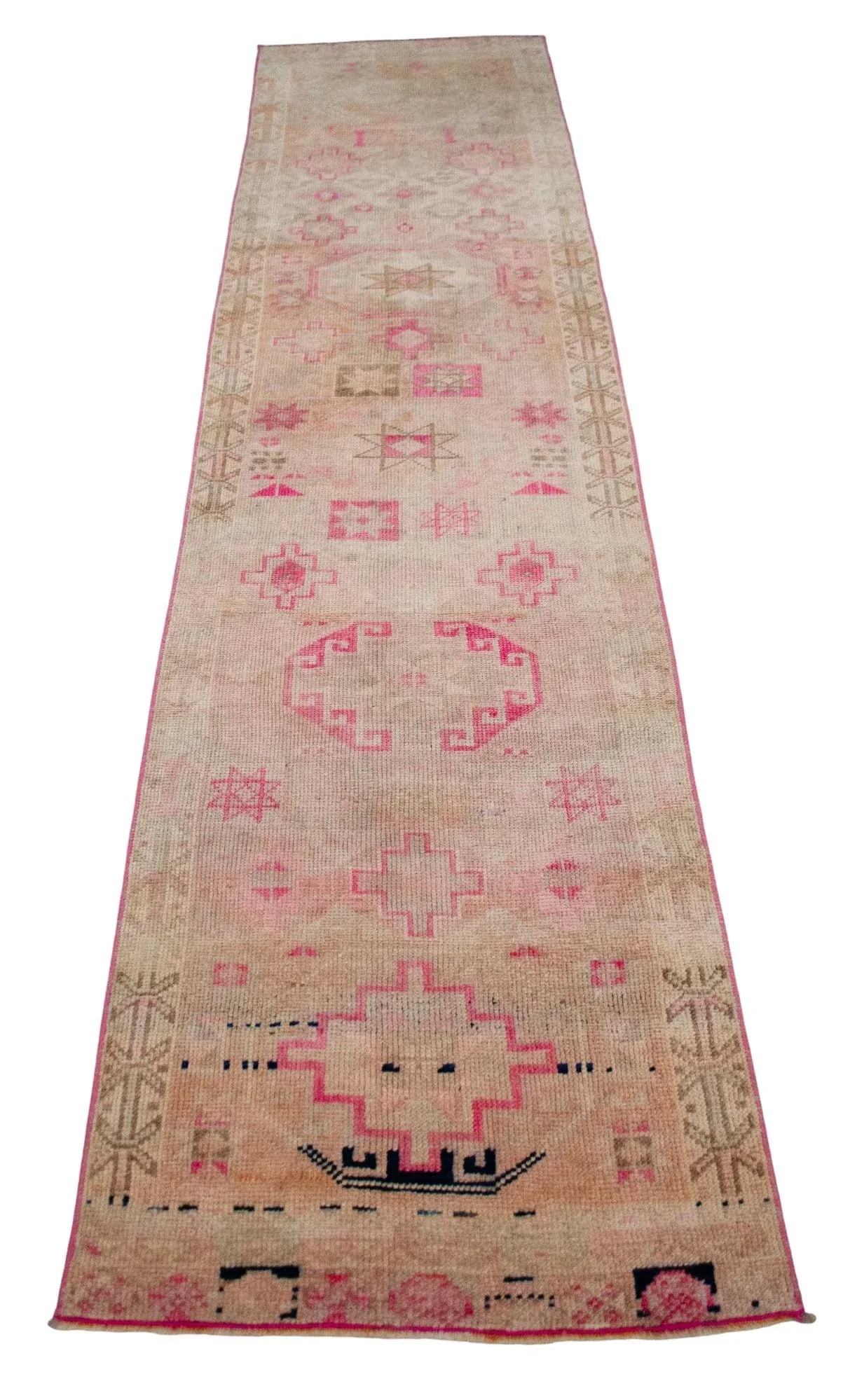 1960s Hand Knotted Kurdish Tribal Low Pile Muted Short Runner Rug - 7