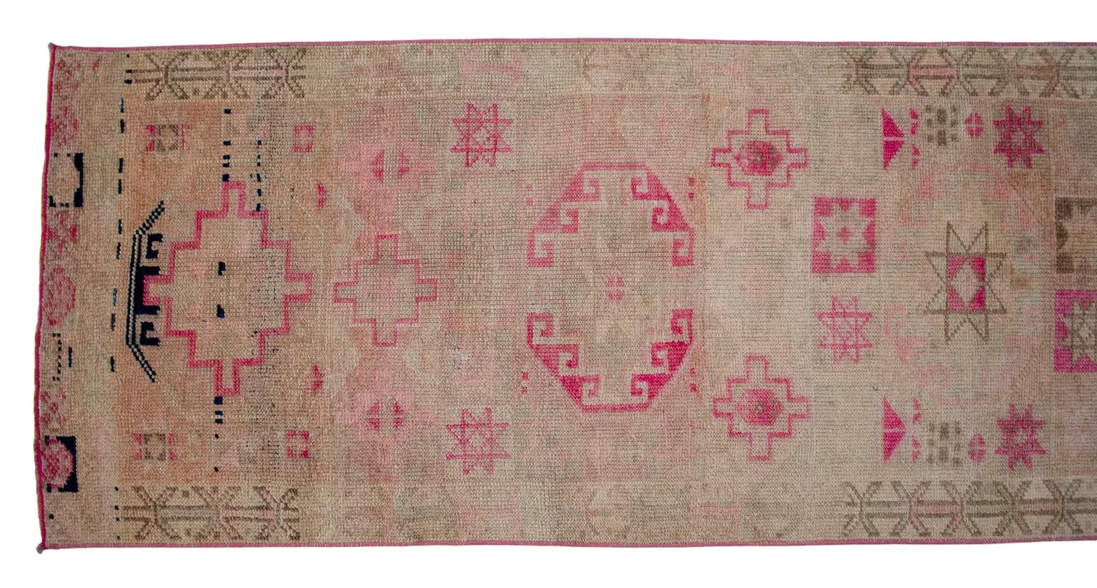 1960s Hand Knotted Kurdish Tribal Low Pile Muted Short Runner Rug - 8