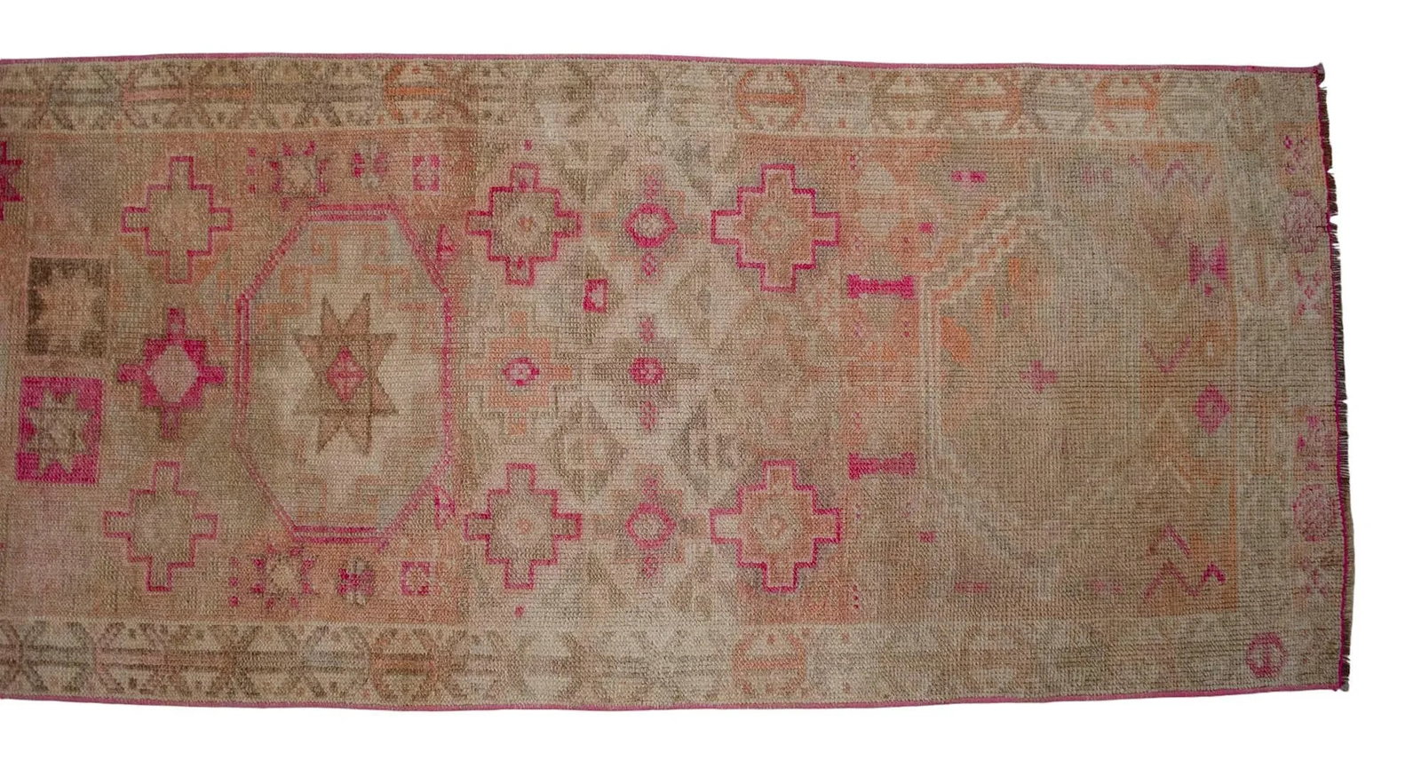 1960s Hand Knotted Kurdish Tribal Low Pile Muted Short Runner Rug - 9