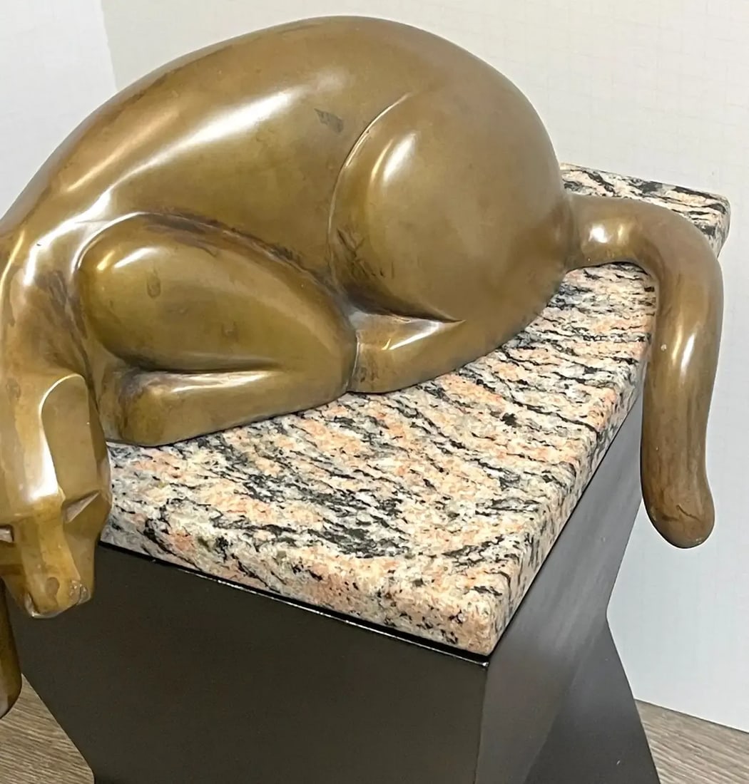 Mid 20th Century Modern Bronze of a Resting Panther - 12