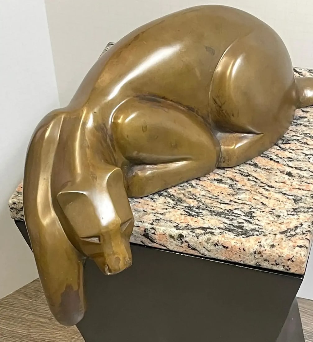 Mid 20th Century Modern Bronze of a Resting Panther - 6