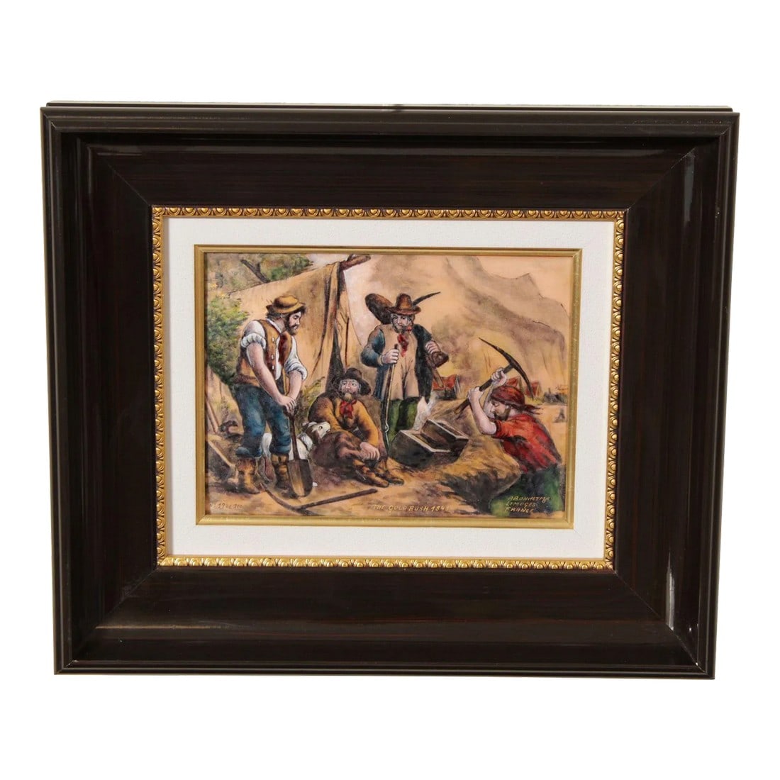 Pierre Bonnet 'The Gold Rush 1848' Limoges France Enamel Wall Plaque (1 of 13)