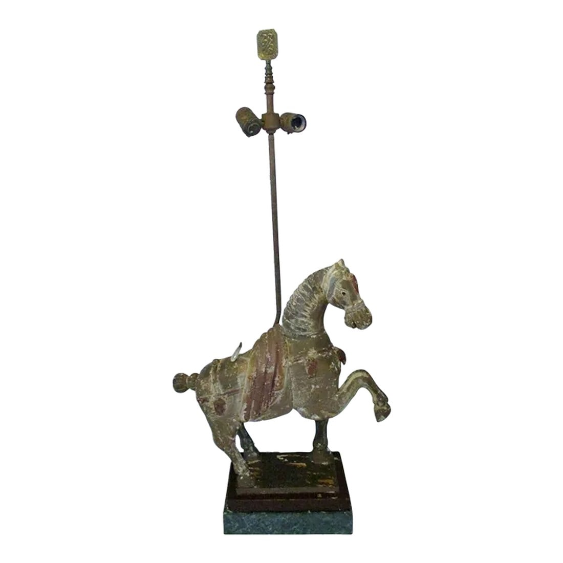1920s Hand Carved Wooden Dynasty Tang Horse Table Lamp (1 of 13)