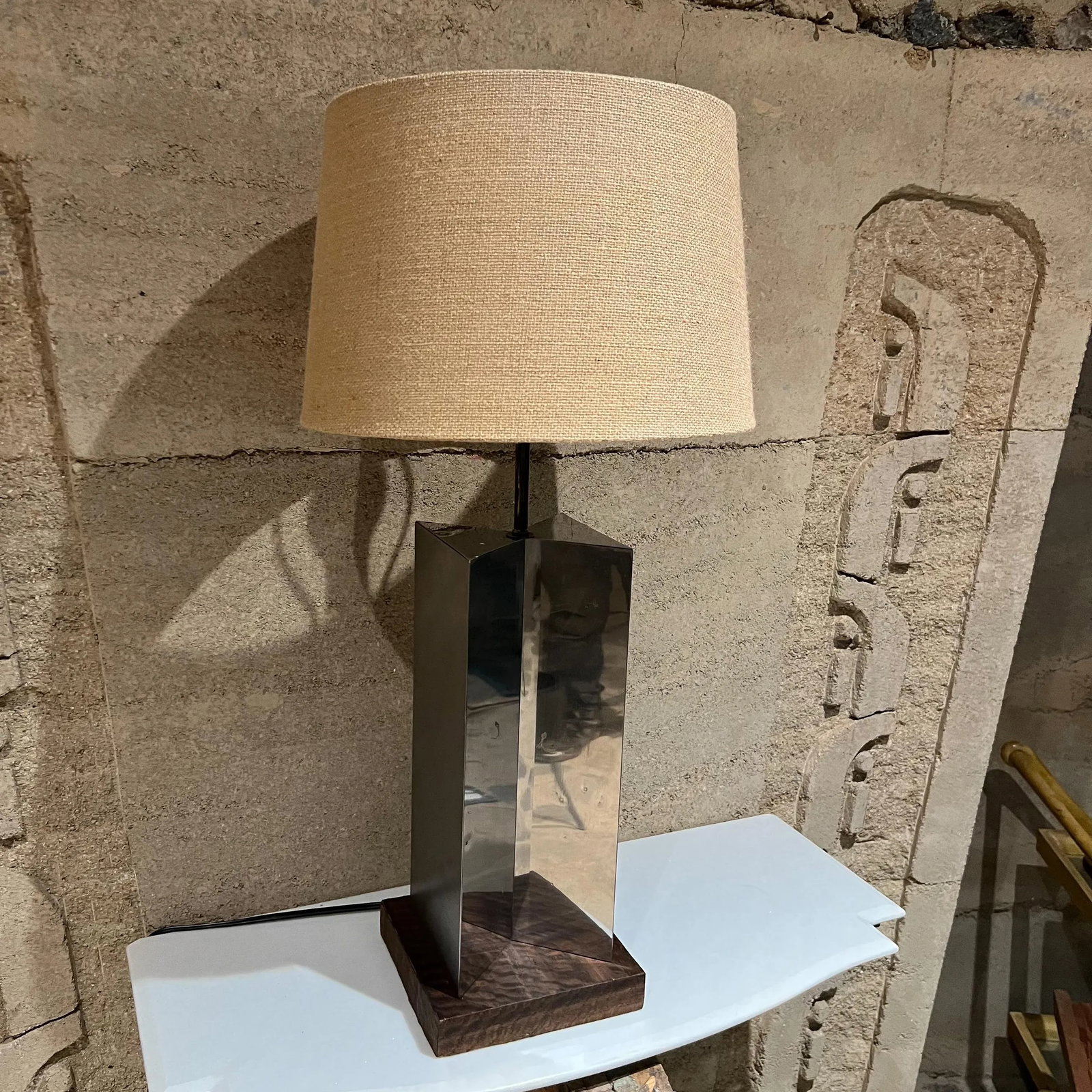 Mid-Century Geometric Modern Chrome Table Lamp Style of Paul Evans - 10