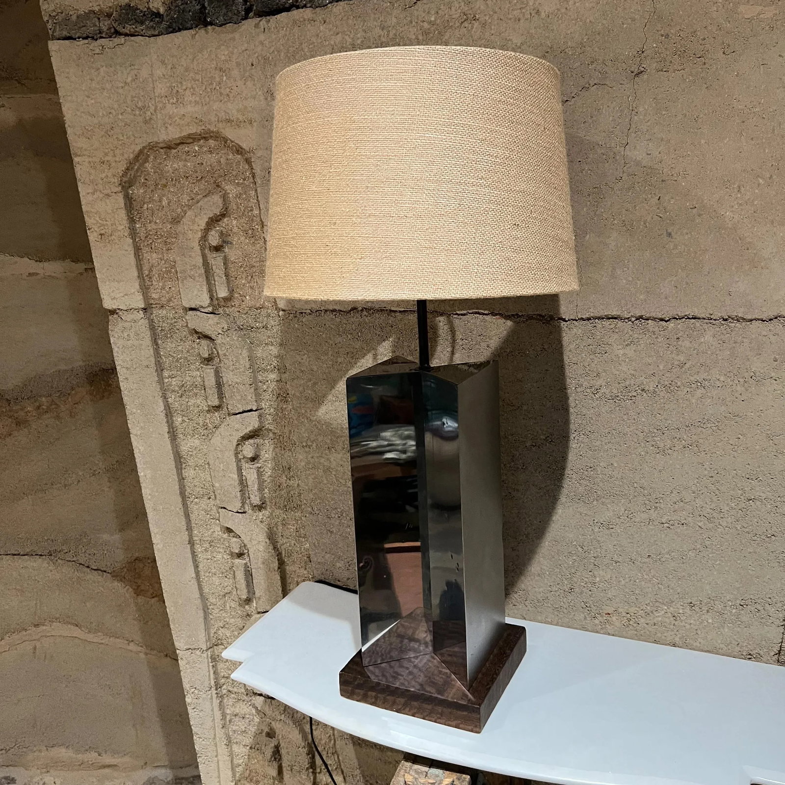 Mid-Century Geometric Modern Chrome Table Lamp Style of Paul Evans - 4