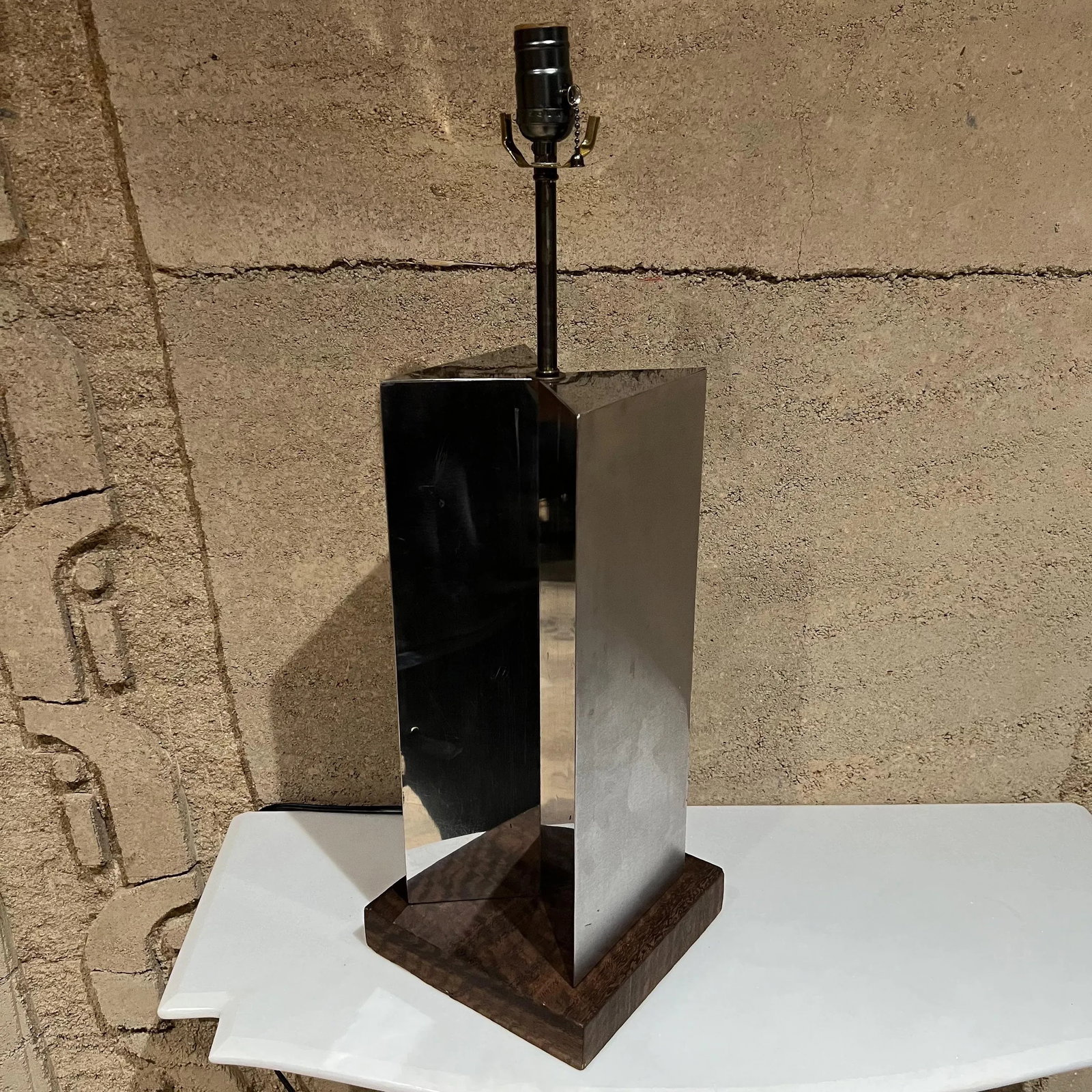 Mid-Century Geometric Modern Chrome Table Lamp Style of Paul Evans - 9